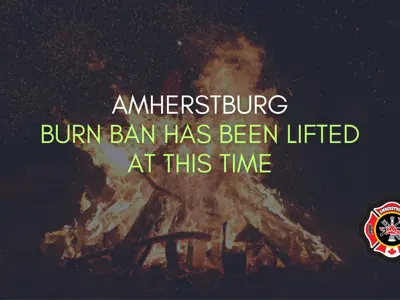 Amherstburg Burn Ban has been lifted with an image of a campfire in the background