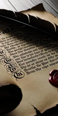 Image of a generic treaty with a quill pen.