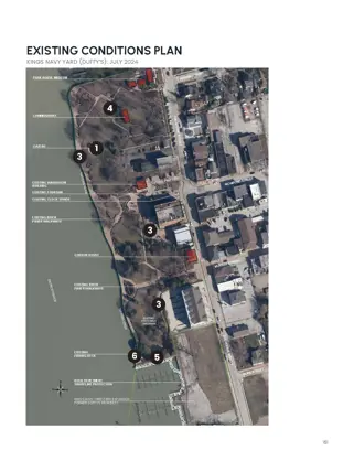 Existing park conditions showing trails, greenspace, buildings and trees