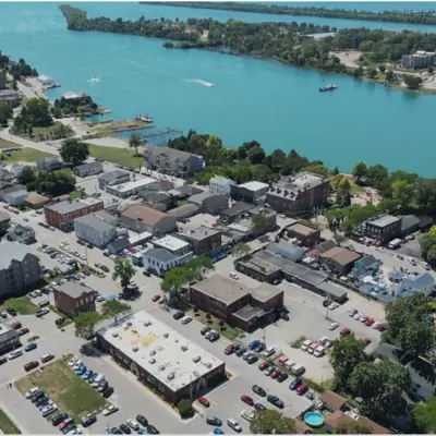 Aerial DT Aburg And Livingston Channel