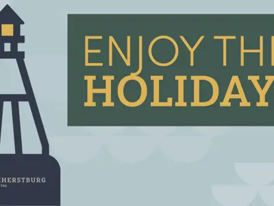Enjoy the holiday with a lighthouse graphic and the Amherstburg logo