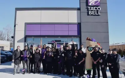 Taco Bell Ribbon Cutting with 40 employees and Council members 