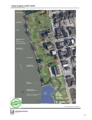 Master plan showing trails, waterfront, historical buildings, monuments and green areas