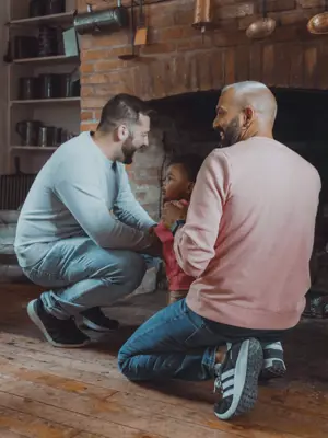 Family in the kitchen of the Park House Museum