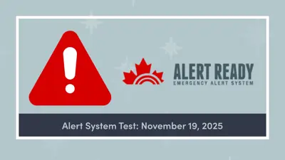 Alert Ready Emergency Alert System test on November 19, 2025