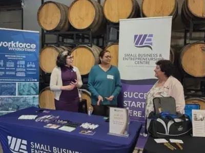 WindsorEssex Small Business and Entrepreneurship Centre Booth at Networking Event, Ec Dev Week 2024