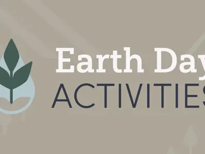 Earth day activities with a graphic if a raindrop surrounding a plant