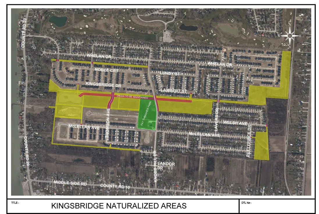 Plan showing naturalized areas throughout subdivision