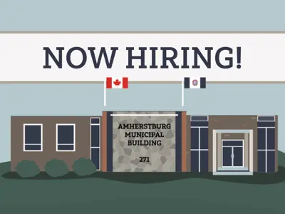 Now hiring with an image of Town Hall