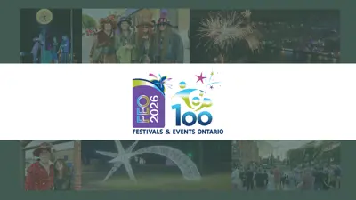 Festivals and Events Ontario top 100 icon featuring images of Amherstburg events in the background