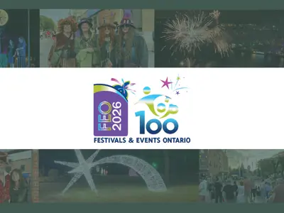 Festivals and Events Ontario top 100 icon featuring images of Amherstburg events in the background